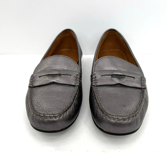 Coach women’s pewter penny loafer flats shoes - Picture 2 of 12